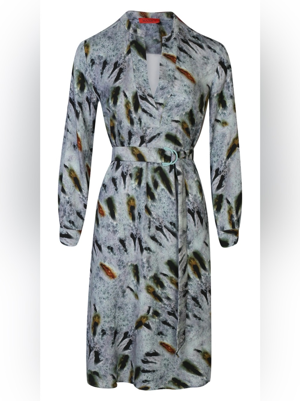 Max&Co Belted Long Sleeve Print Dress, size 8
